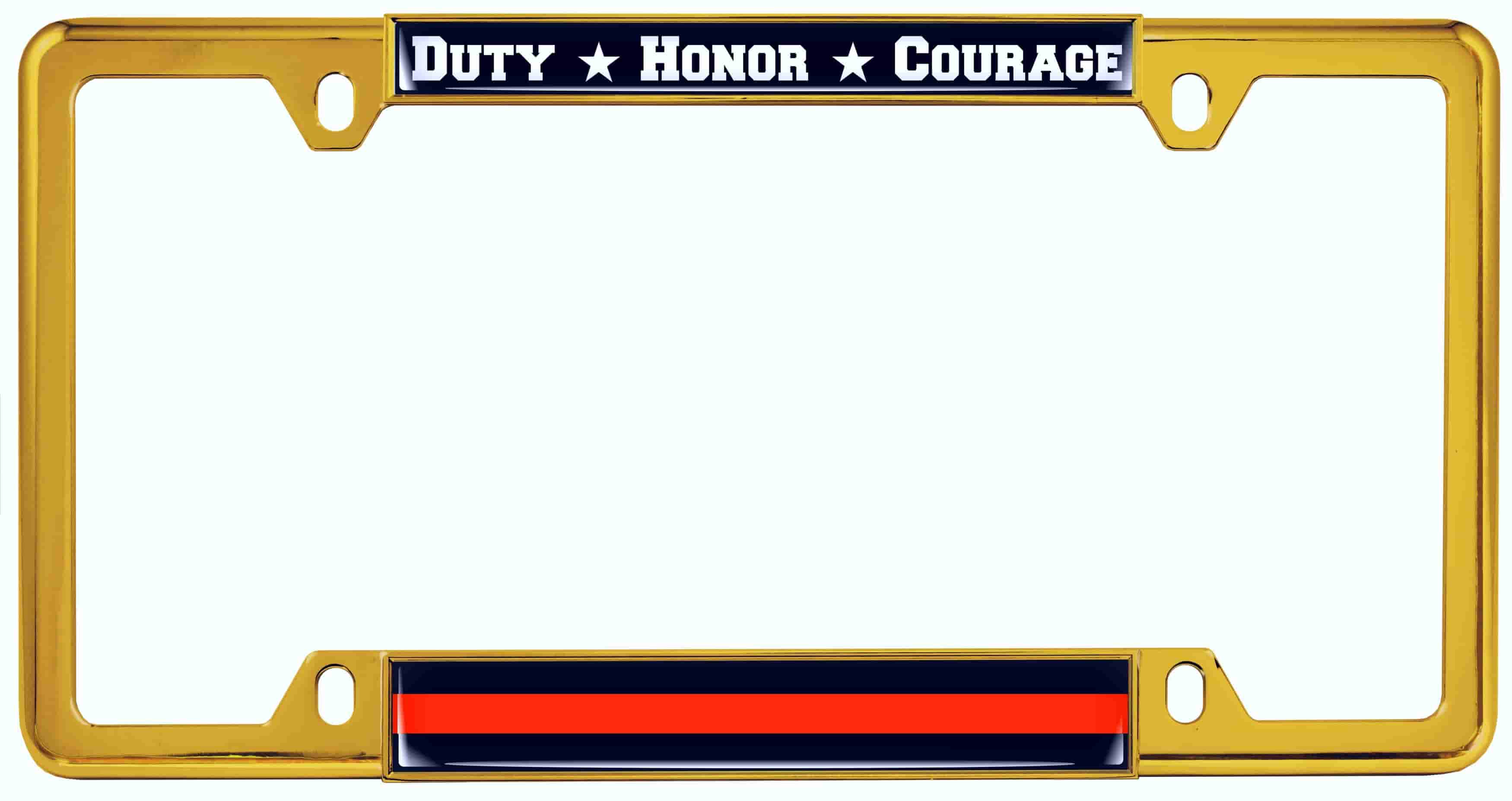 Duty Honor Courage Thin Red Line - Car Metal License Plate Frame