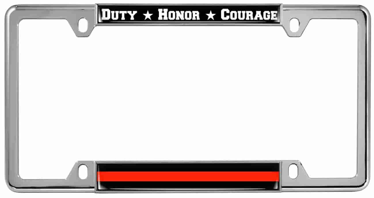 Duty Honor Courage Thin Red Line - Car Metal License Plate Frame