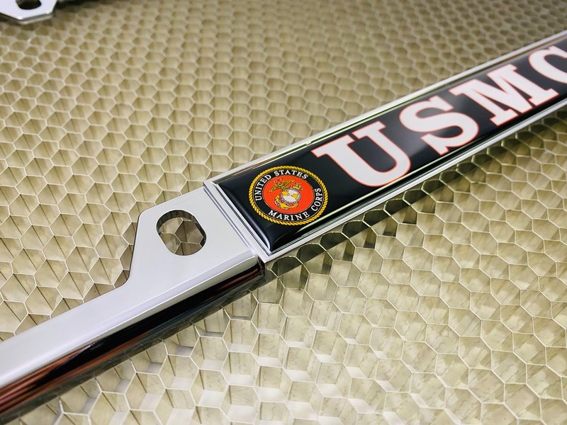 USMC - Semper Fidelis - Car Metal License Plate Frame (BW)