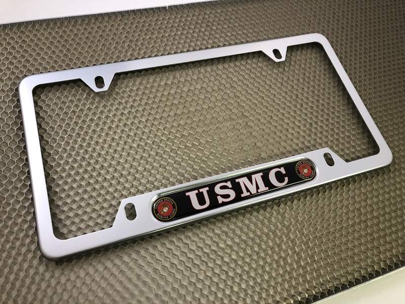 USMC - Semper Fidelis - Car Metal License Plate Frame (BW)