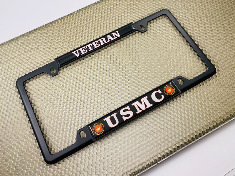 USMC - Veteran Marine Corps - Car Metal License Plate Frame