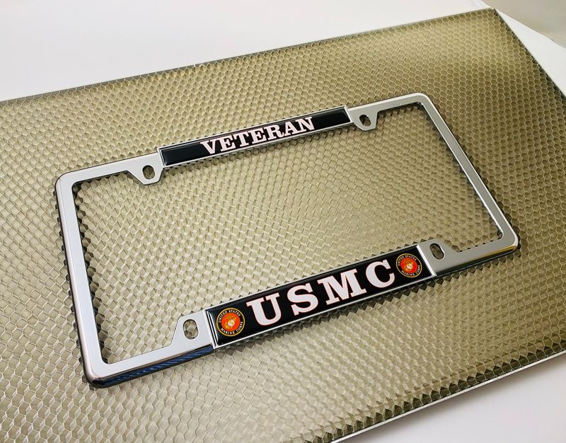 USMC - Veteran Marine Corps - Car Metal License Plate Frame