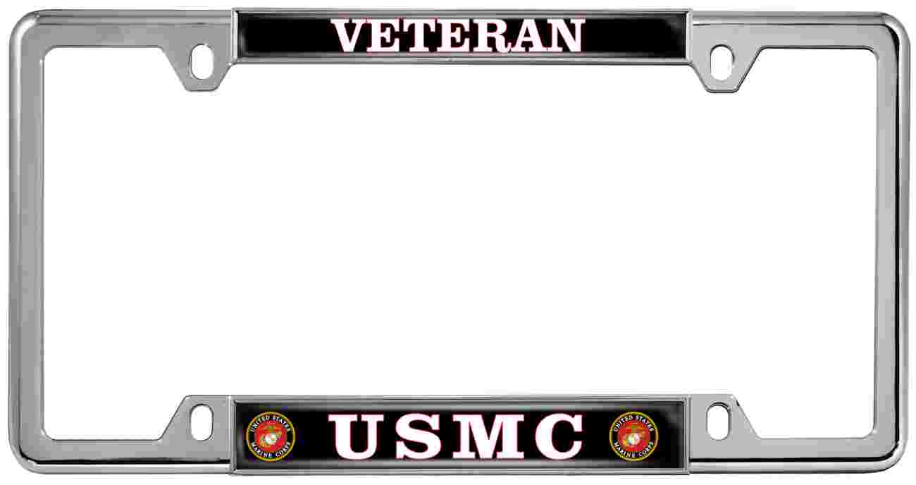 USMC Veteran - Car Metal License Plate Frame