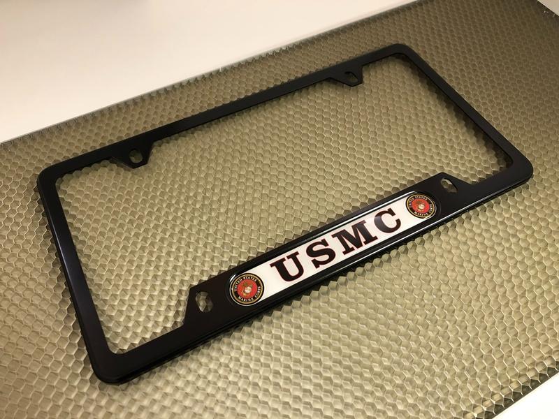 USMC - Semper Fidelis - Car Metal License Plate Frame (BW)