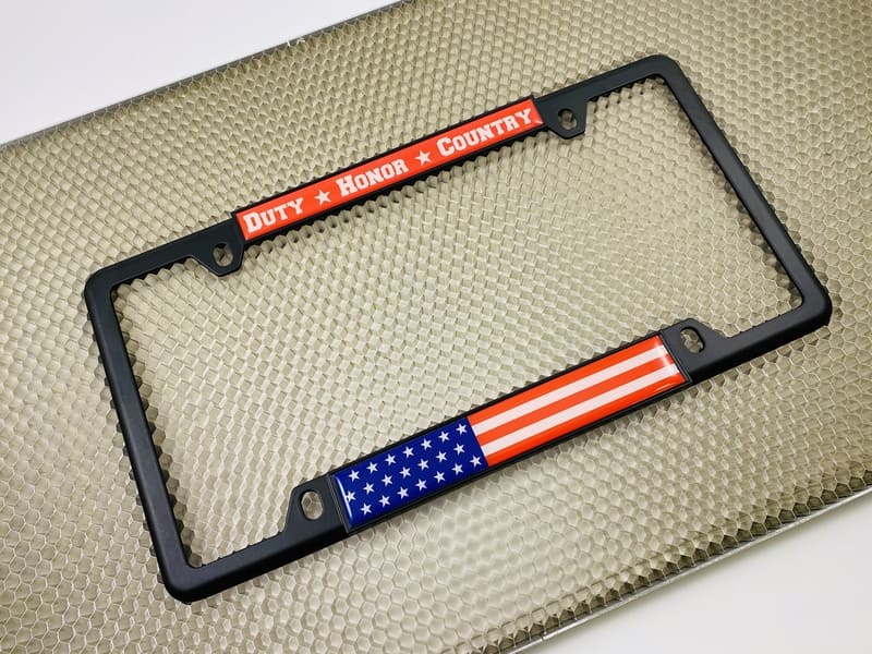 Duty Honor Country U.S. Flag - Car Metal License Plate Frame