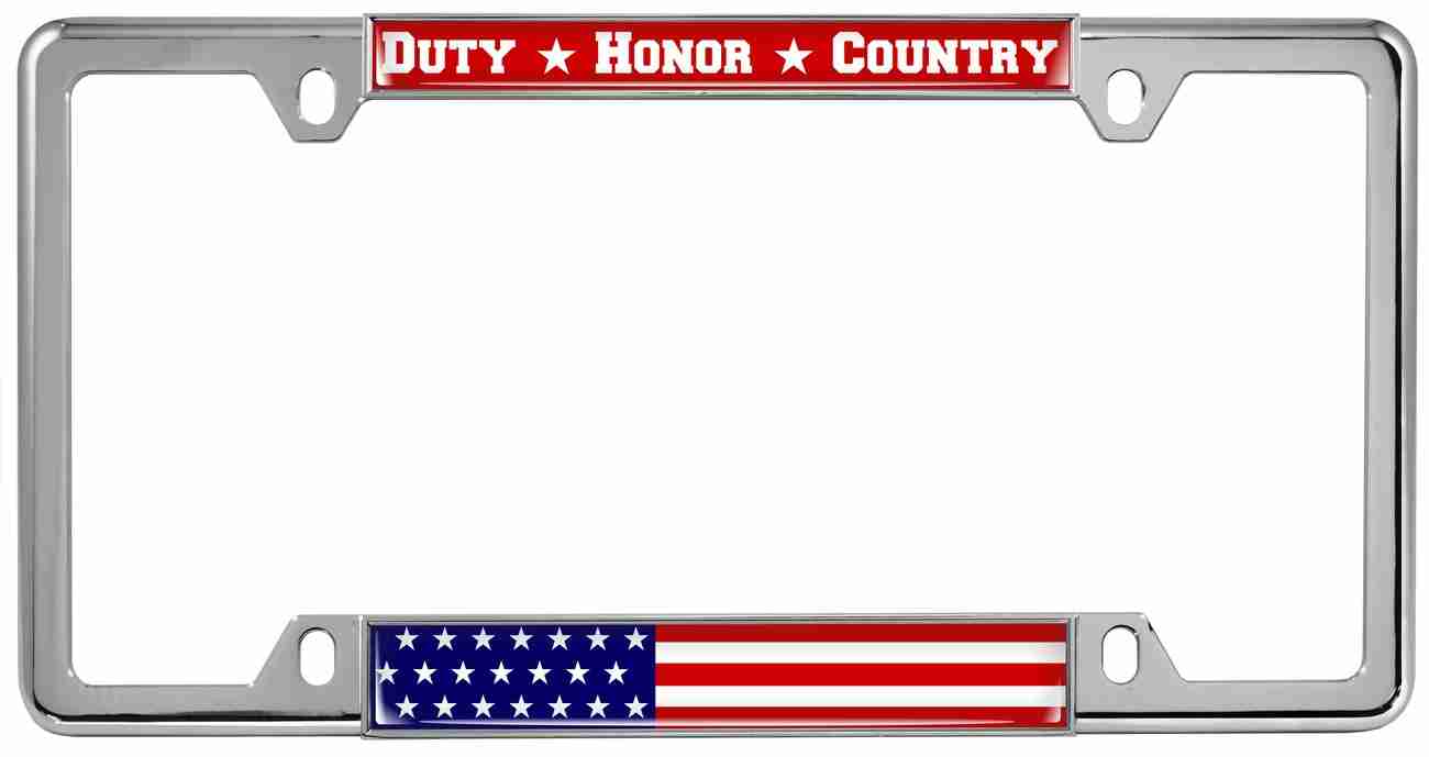 Duty Honor Country U.S. Flag - Metal License Plate Frame Duty Honor Country U.S. Flag - Metal License Plate Frame