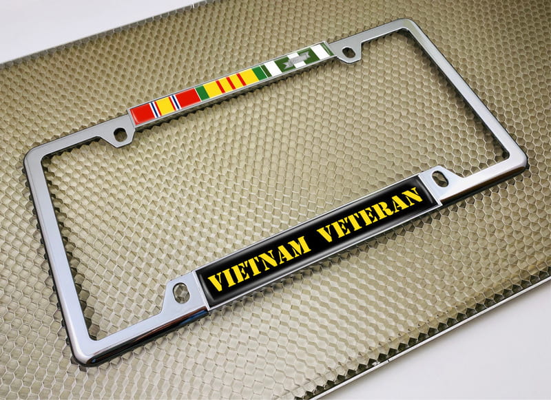 Coast Guard Veteran U.S. Coast Guard Vietnam Veteran Chrome License Plate Frame - Color Inserts For Car Truck Coast Guard License Plate Frame