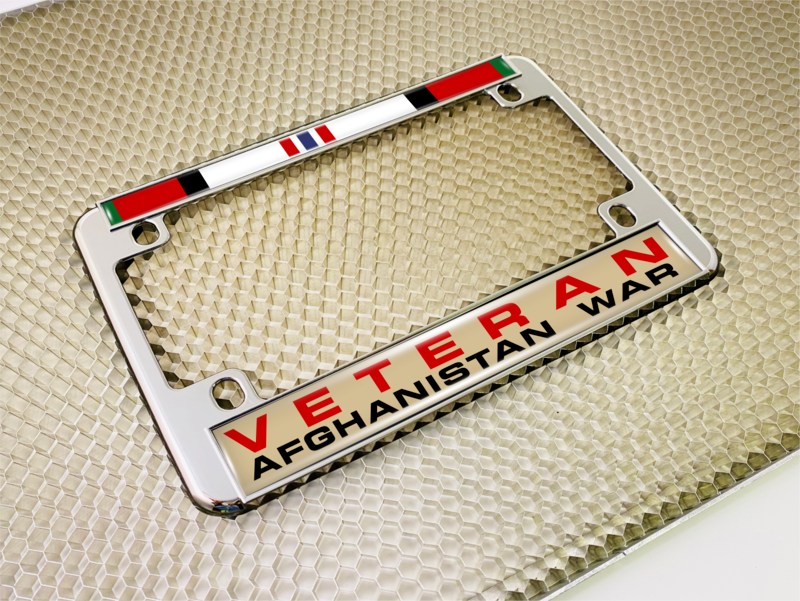 Afghanistan War Veteran - Motorcycle Metal License Plate Frame