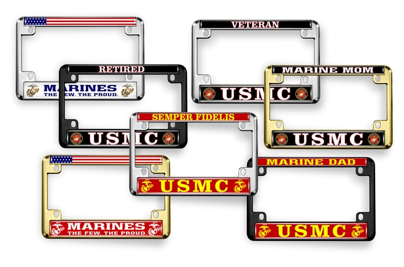 USMC Marine Dad with EGA Logo - Motorcycle Metal License Plate Frame