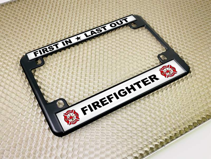 Firefighter - Motorcycle Metal License Plate Frame