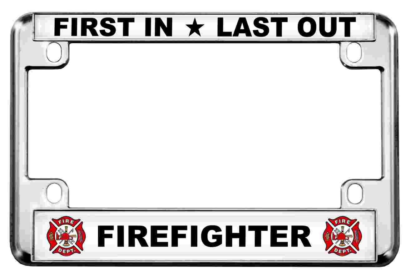 Firefighter - Motorcycle Metal License Plate Frame Firefighter - Motorcycle Metal License Plate Frame