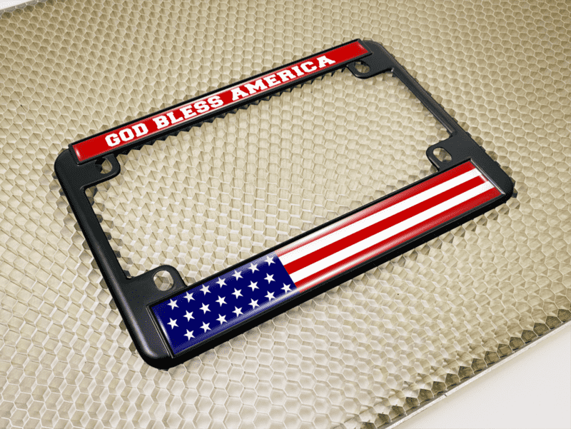 God Bless America USA Flag Patriotic Motorcycle License Plate Frame - Best License  Plate Frames
