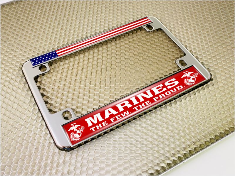 USMC - Marines. The Few. The Proud. - Motorcycle Metal License Plate Frame (rw)