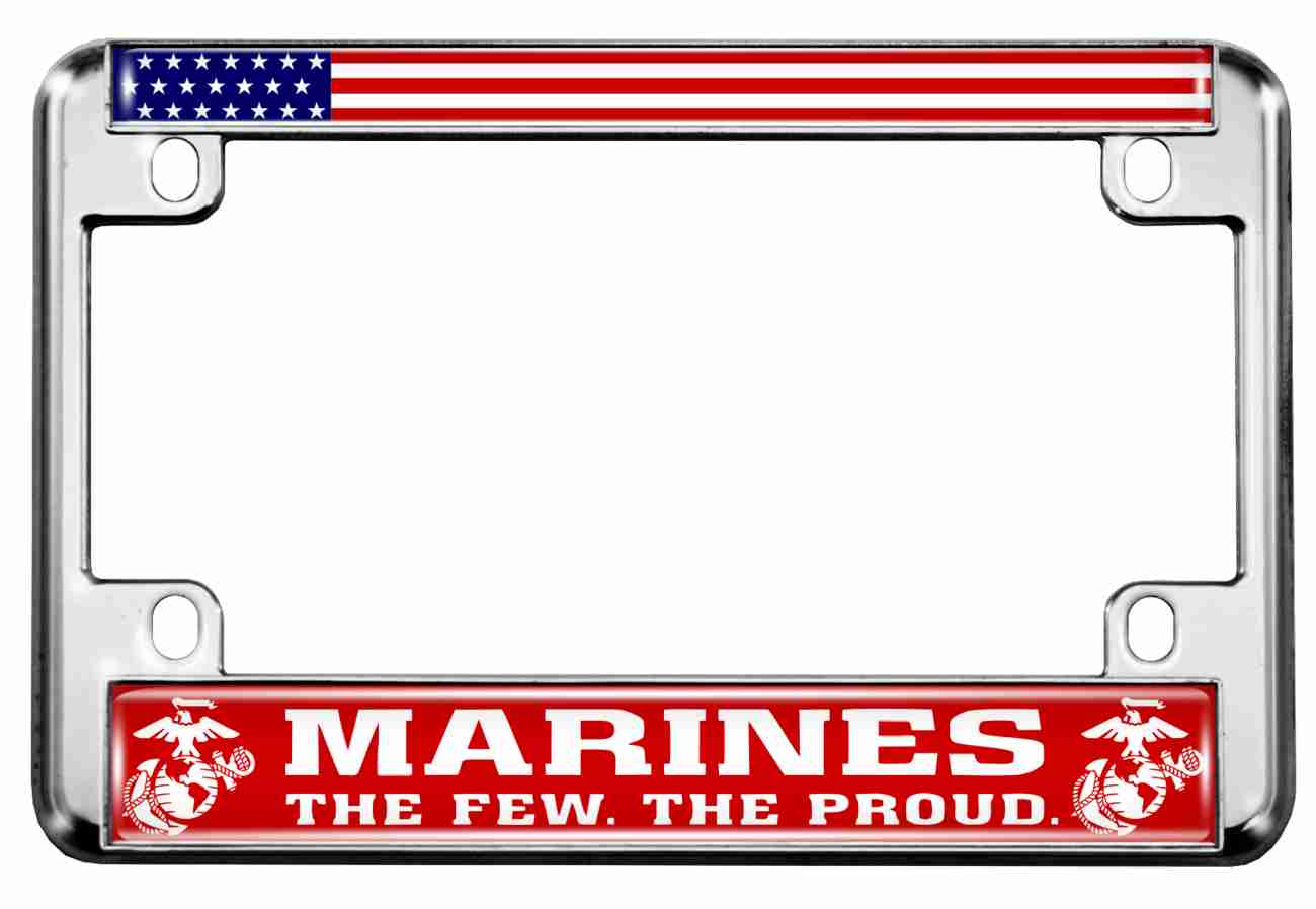 Marines. The Few. The Proud. - Motorcycle Metal License Plate Frame (RW)