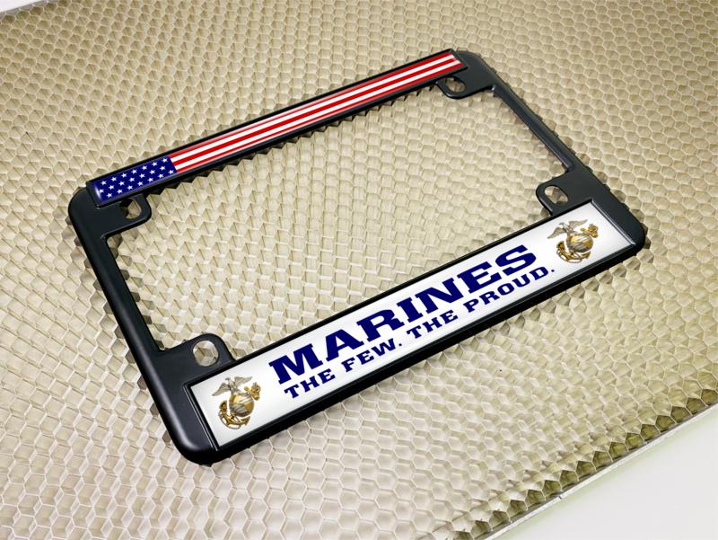 USMC - Marines. The Few. The Proud. - Motorcycle Metal License Plate Frame (wb)