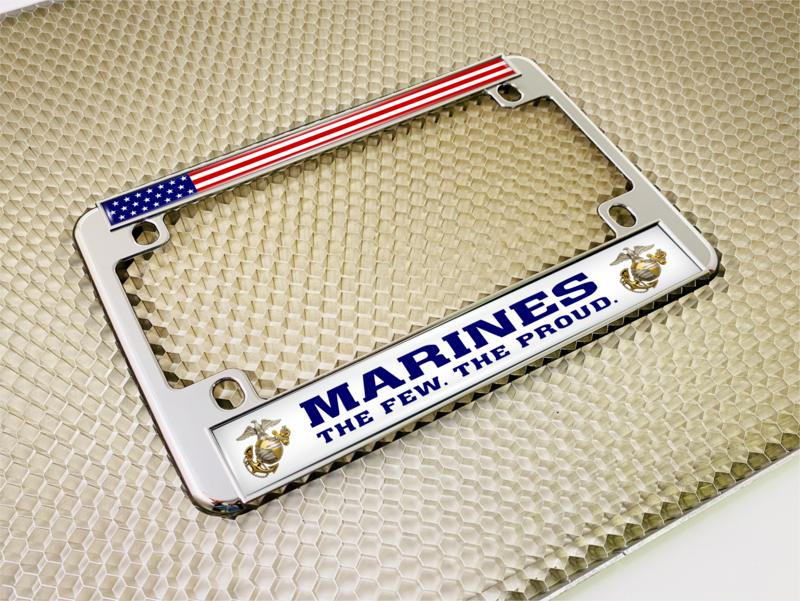 USMC - Marines. The Few. The Proud. - Motorcycle Metal License Plate Frame (wb)