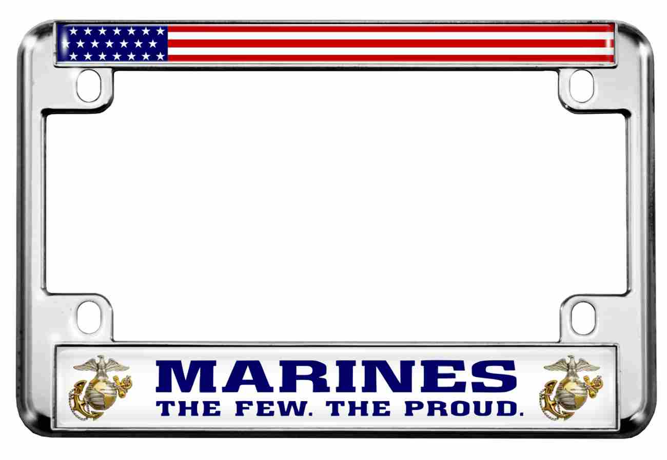 Marines. The Few. The Proud. - Motorcycle Metal License Plate Frame (WB)