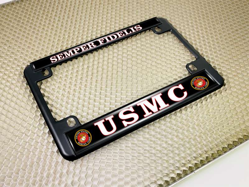 USMC - Semper Fidelis - Motorcycle Metal License Plate Frame