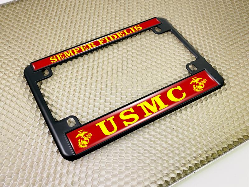 USMC Semper Fidelis - Motorcycle Metal License Plate Frame (RY)