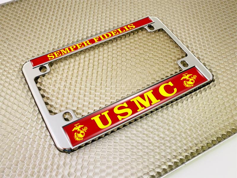 USMC Semper Fidelis - Motorcycle Metal License Plate Frame (RY)