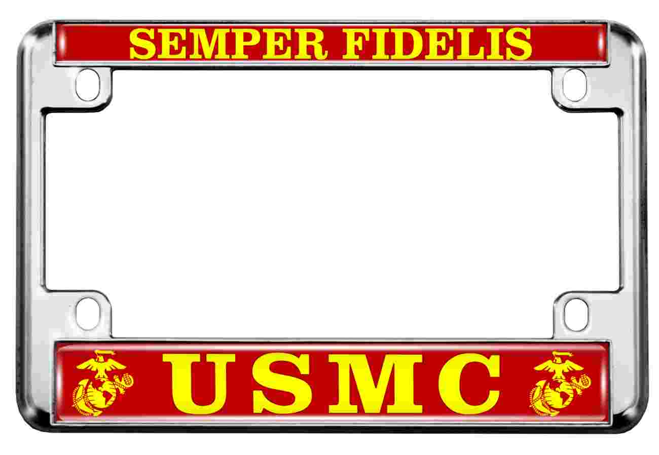 USMC Semper Fidelis - Motorcycle Metal License Plate Frame (RY)