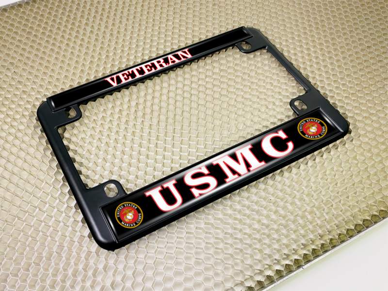 USMC - Veteran Marine Corps - Motorcycle Metal License Plate Frame