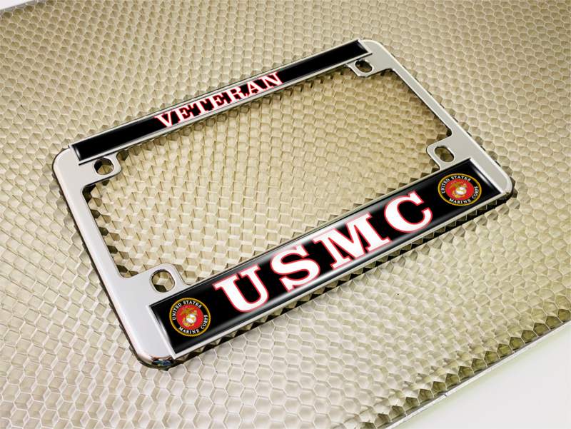 USMC Veteran - Motorcycle Metal License Plate Frame