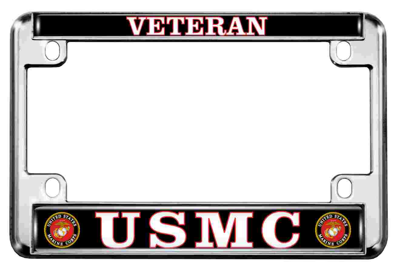 USMC Veteran - Motorcycle Metal License Plate Frame
