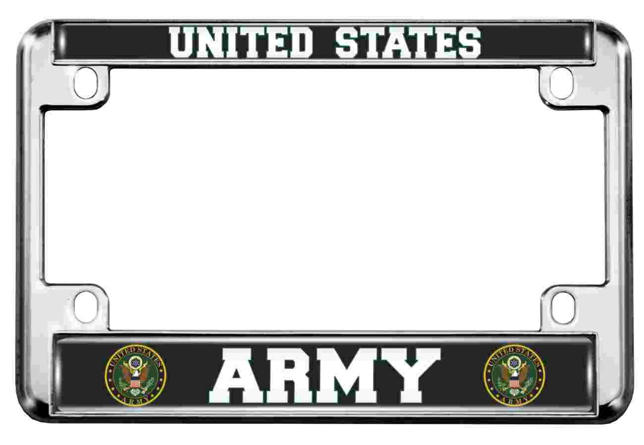 U.S. Army - Motorcycle Metal License Plate Frame U.S. Army - Motorcycle Metal License Plate Frame