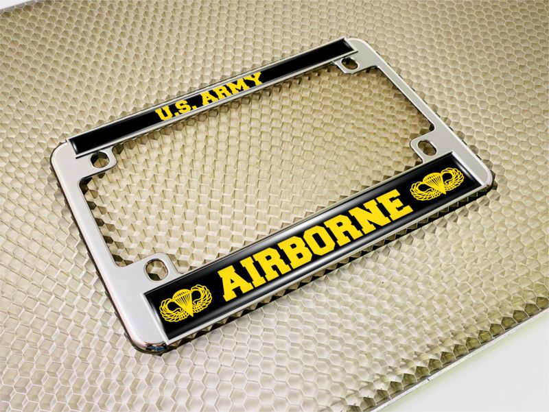 U.S. Army Airborne - Motorcycle Metal License Plate Frame (BY)
