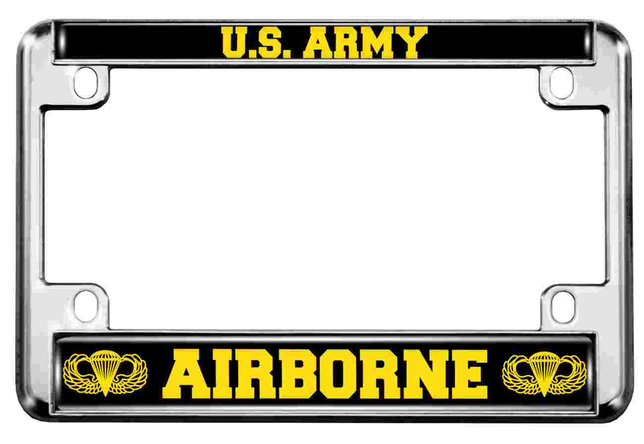 U.S. Army Airborne - Motorcycle Metal License Plate Frame (BY)