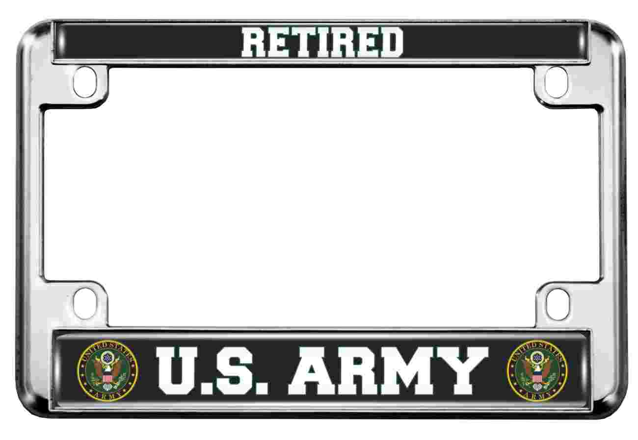 U.S. Army Retired - Motorcycle Metal License Plate Frame
