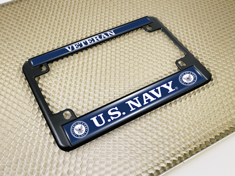 Navy Silent Service Sub Veteran Chrome Metal Motorcycle License Plate Frame – USA Made