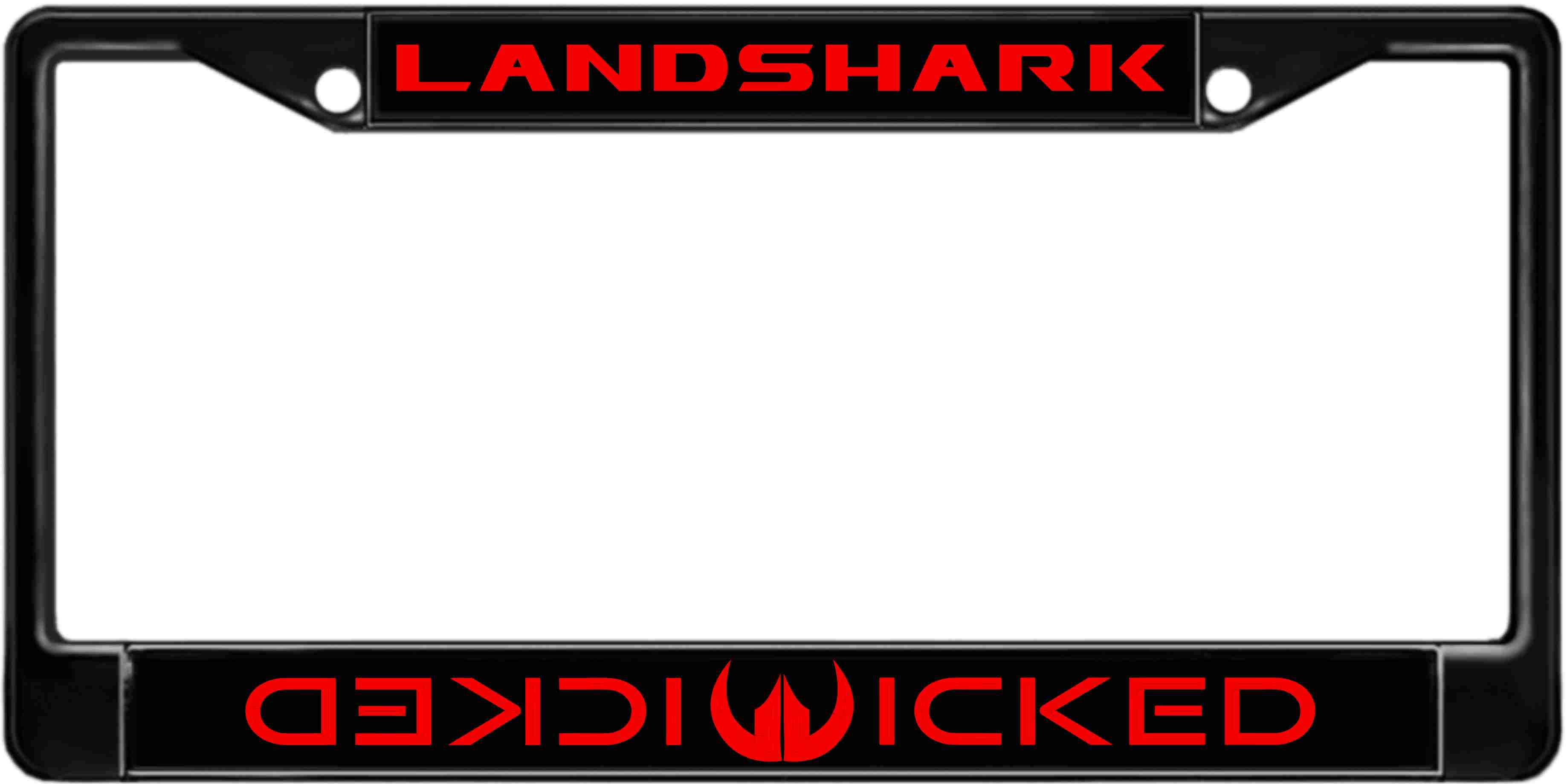 Landshark - custom metal license plate frame.