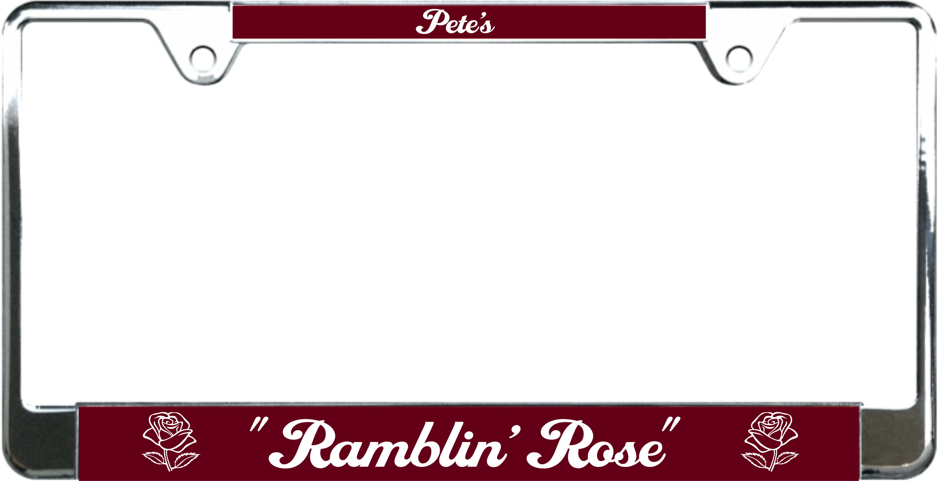 Ramblin' Rose - custom metal license plate frame