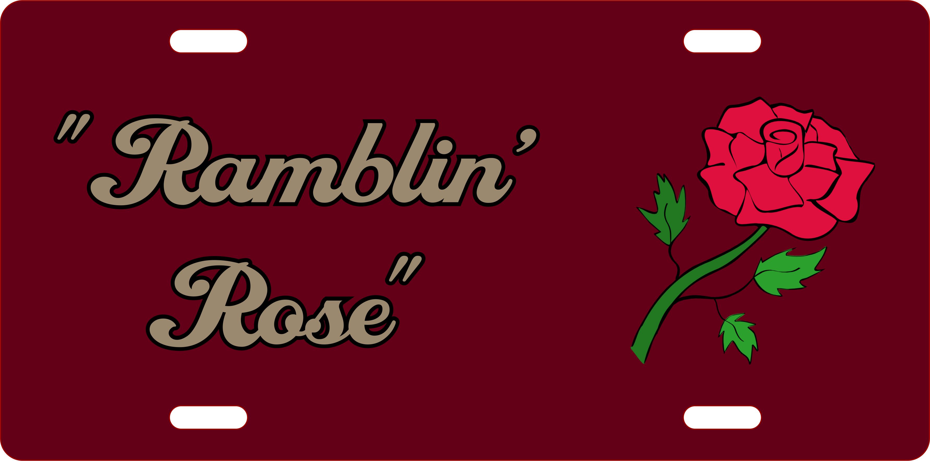 Ramblin' Rose - custom aluminum license plate